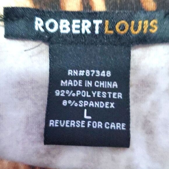 Robert Louis Leopard Print 3/4 Sleeve Elegant Chic Ruched Tied Top - Picture 6 of 6